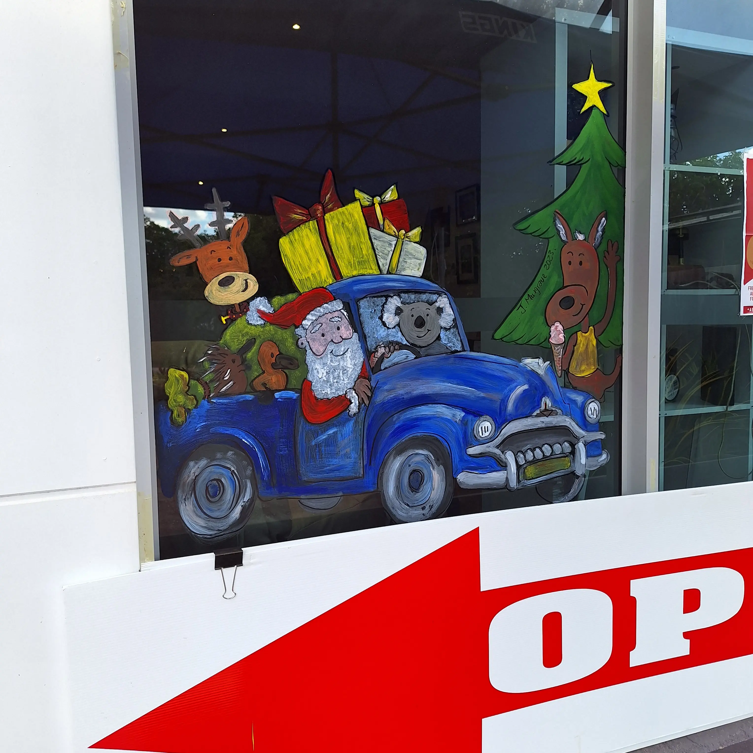 Aussie Christmas Window Mural